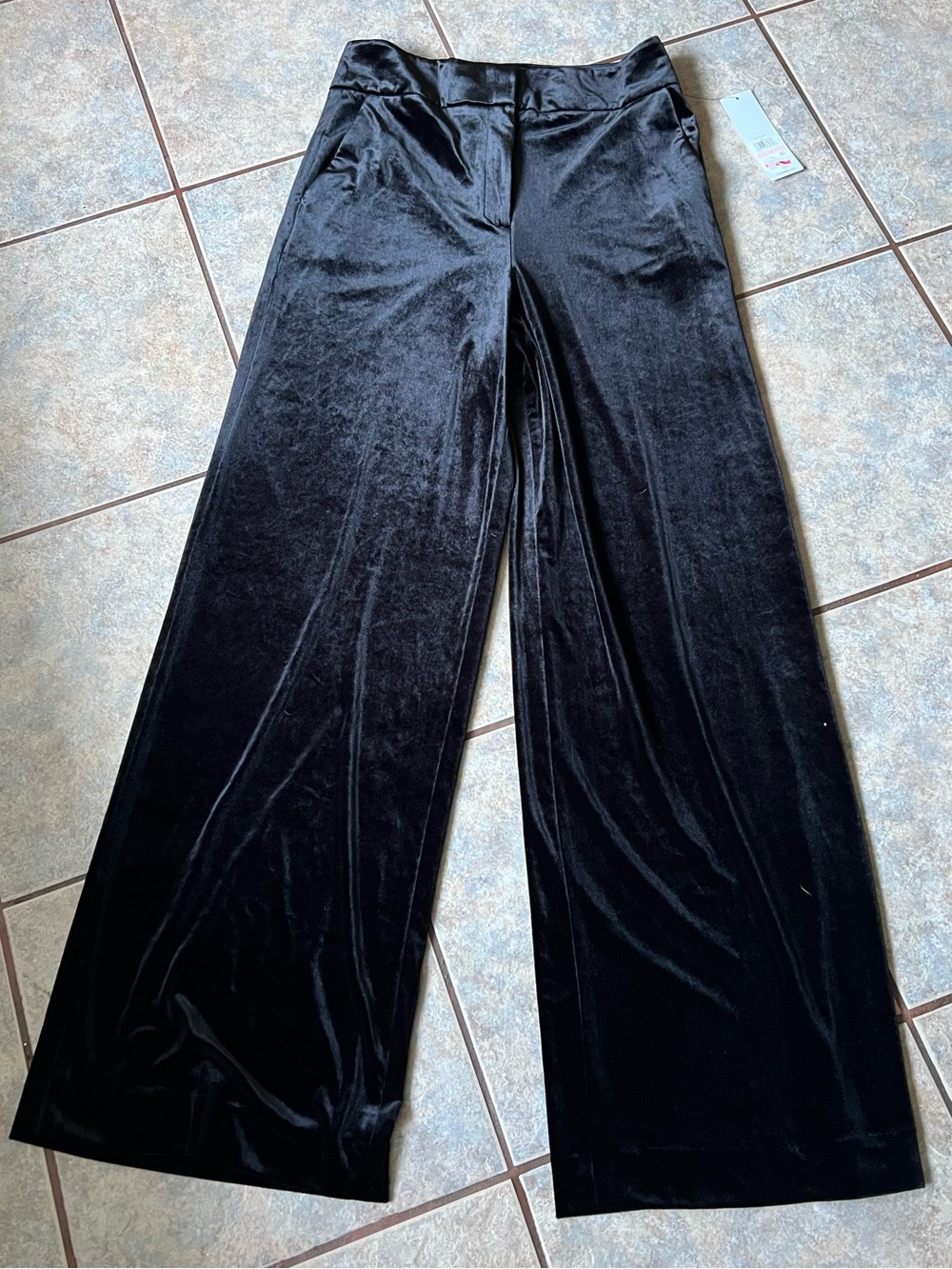 Calvin Klein Black Wide-Leg Velvet Pants